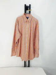 ポロシャツ ストライプ シャツ オレンジ オーバーサイズ