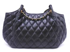 Harrods ハロッズ キルティング チェーン レザー トート バッグ 黒 ■■ レディース