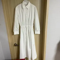 新品 バックスリット シャツ ワンピース 白 フリー 服 断捨離