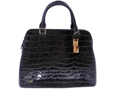 Samantha Thavasa サマンサタバサ クロコ 型押し レザー ハンド バッグ 黒 ■■ レディース