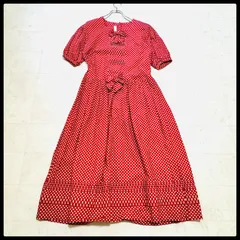 希少  ピンクハウス ロングワンピース 水玉 ドット  ピンタック リボン 赤 白 ヴィンテージ