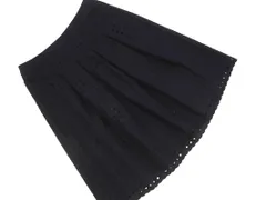 NATURAL BEAUTY ナチュラルビューティー カットワーク Aライン 台形 スカート size38/紺 ■◇ レディースのサムネイル