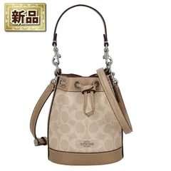 コーチ COACH ミニ バケットバッグ CW299 SVPWH 2024 AW サンド シグネチャーキャンバス トープ スムースレザー シルバー金具