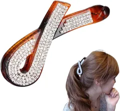 Liebendo バナナクリップ レディース ヘアアクセサリー ヘアクリップ 大きめ 髪留め しっかり留まる 可愛い 大人 (ブラウン,  リボン)