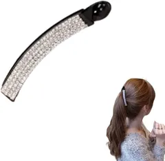 Liebendo バナナクリップ レディース ヘアアクセサリー ヘアクリップ 大きめ 髪留め しっかり留まる 可愛い 大人 (ブラック,  シンプル)