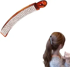 Liebendo バナナクリップ レディース ヘアアクセサリー ヘアクリップ 大きめ 髪留め しっかり留まる 可愛い 大人 (ブラウン,  シンプル)