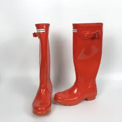 HUNTER(ハンター) 光沢 レインブーツ オレンジ レディース UK3 （ 220 ー 225 ）
