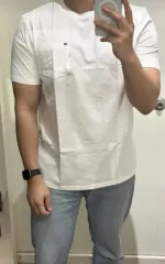 タミーヒルフィガー ワンポケット 白 半袖 コットンTシャツ Mサイズ 新品 白 COLOR