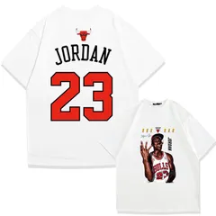 バスケットボール マイケル・ジョーダン 23番 プリントTシャツ 半袖 メンズ ストリート ヒップホップ カジュアル ホワイト