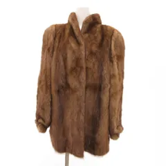 MESSALA 銀サガ ファーコート ミンク ミドル丈 ハーフ 11 茶 ブラウン /JS ■GY18