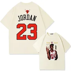 バスケットボール マイケル・ジョーダン 23番 プリントTシャツ 半袖 メンズ ストリート ヒップホップ カジュアル アプリコット