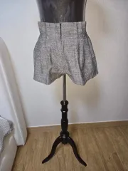 ハイウエスト (麻リネン) ハーフパンツ チャコールグレー