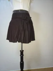 マリンリネンスカート ペチコート付き ブラック