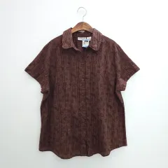 XL 新品 USA ヴィンテージ 茶色 パターン オープンカラー シャツ