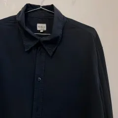 Calvin Klein カルバン・クライン コットンのオーバーサイズ 無地 ブラック 長袖シャツ