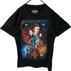 S ストレンジャーシングス ドラマ 人物 ビッグプリント ブラック 黒 Tシャツ レディース ユニセックス メンズ 古着 半袖 CHM