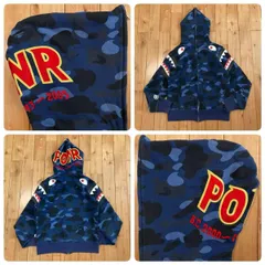 Shoulder Shark full zip Hoodie Sサイズ a bathing ape BAPE BLUE CAMO シャーク パーカー エイプ ベイプ アベイシングエイプ 迷彩 wi2