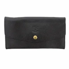 イルビゾンテ IL BISONTE レターフラップ ロングウォレット 長財布 レザー 牛革 黒 ブラック 54242305140 /JS