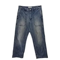 コラボ UNIQLO(ユニクロ) ワイド デニム パンツ 32 インチ コットン