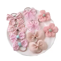 【特価セール】ヘアゴム 前髪クリップ 10点 子供 蝶結び 花 ヘアゴム リボン 可愛い 赤ちゃん用 へあアクセサリー プレゼント ヘアアクセサリー かみどめ かわいい おしゃれ お誕生日 髪ゴムヘアクリップ ヘアピン 保育園 幼稚園 (ピンク)