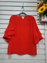 H ＆ M 赤 フリル ブラウス