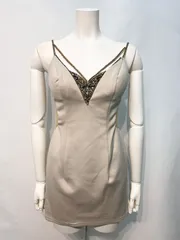 2477 AR Angel R エンジェルアール　キャバクラ　ドレス　伸縮性　シースルー　ストーン　ビジュー　タイト　ミニ　キャバドレス　M