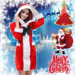 衣装 ワンピース ドレス クリスマス コスプレ サンタ サンタクロース セクシー 2点セット 女性 ladies dress