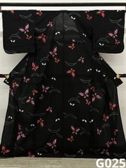 有松鳴海絞り 浴衣 夏物 蝶 綿 黒地 躾糸付き G026 - メルカリ