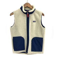 Patagonia フリースベスト XL アイボリー/ネイビー - メルカリ