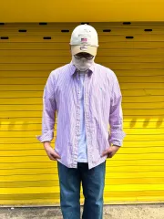 ポロラルフローレン ストライプシャツ スリムフィット パープル XL
