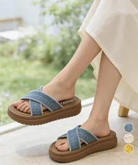 厚底サンダル レディース クロスサンダル