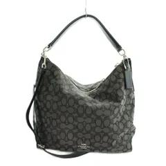 コーチ COACH F58327 ショルダーバッグ ハンド 2WAY トート キャンバス レザー シグネチャー ロゴ 黒 ブラック ■GY11 /MQ