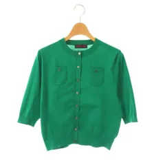 キャバン CABaN ファインポリエステル ハーフスリーブポケットカーディガン 五分袖 S グリーン /HK ■OS