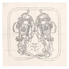 エルメス HERMES スカーフ カレ70 イングリッシュ エンブロイダリー シルク ホワイト×ブラック 【ブリッド ドゥ  ガラ】  【箱】【中古】