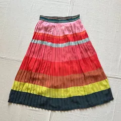 archive　Paul Smith　ポールスミス　オンワード樫山製　マルチカラー　マルチストライプ柄　プリーツスカート　Aライン　フレアシルエット　ロング～ミモレ丈　ドレープ感　38　モード　デザイナーズ　multi stripes pleats skirtのサムネイル