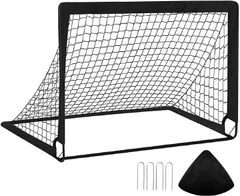 Miraitech サッカーゴール 折りたたみサッカーゴール 子供用 持ち運び便利 トレーニング 室内練習 サッカーゲーム 90cmX120cm 収納バック付き (ブラック,  1.2x0.9m)のサムネイル