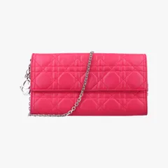 クリスチャンディオールChristian Diorレディディオール カナージュ ローズ レッド ラムスキン 02-LU-0193