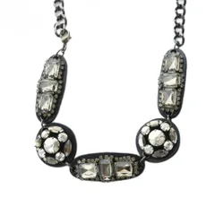 マックスマーラ MAX MARA ネックレス アクセサリー ペンダント ロゴ レザー ビジュー チェーン S 黒 ブラック ■GY12 /MQのサムネイル
