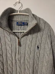 ポロ ラルフローレン ケーブルニット ハーフジップ XL グレー