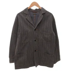 キャピタル kapital ワークジャケット ストライプ コットン オレンジステッチ 2 グレー ネイビー /FFのサムネイル