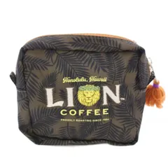 パピヨネ PAPILLONNER イア パピヨネ ear PAPILLONNER ライオンコーヒー LION COFFEE ポーチ スクエア 刺繍 カーキ /TKのサムネイル