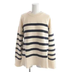 ザラ ZARA ニット セーター M アイボリー 紺 ネイビー ボーダー柄 クルーネック 長袖 /AP