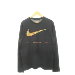 ナイキ NIKE 長袖Tシャツ ロンT クルーネック スウォッシュ ロゴ プリント スポーツ L 黒 ブラック /AH19
