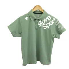 デサント DESCENTE ポロシャツ S 緑 グリーン 半袖 ロゴプリント 襟付き /PP ■ECD001