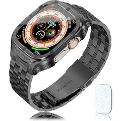 【新品】 【2023新型】 コンパチブル compatible for apple watch ultra/ultra 2 バンド バンド,3 in 1ステンレススチール iWatch Ultra/ultra 2 ケースとストラップ、頑丈な金属保護バンパー 0