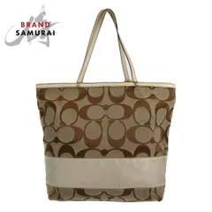 COACH コーチ シグネチャー ブラウン ベージュ ホワイト レザー/キャンバス 10125 トートバッグ ショルダーバッグ レディース 400752【中古】