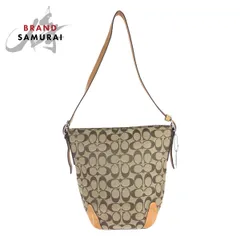COACH コーチ シグネチャー ベージュ ブラウン シルバー金具 キャンバス/レザー ホーボー ショルダーバッグ レディース 402622【中古】