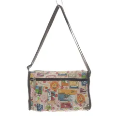 レスポートサック LesportSAC 切手柄 ショルダーバッグ ロゴ ベージュ 茶色