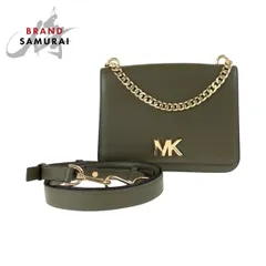 超美品 Michael Kors マイケルコース カーキ ゴールド金具 レザー ショルダーバッグ ポシェット レディース 502755【中古】