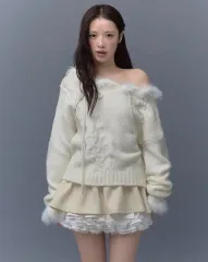 THETIS オフショルダー エンジェル ケーブル ニット